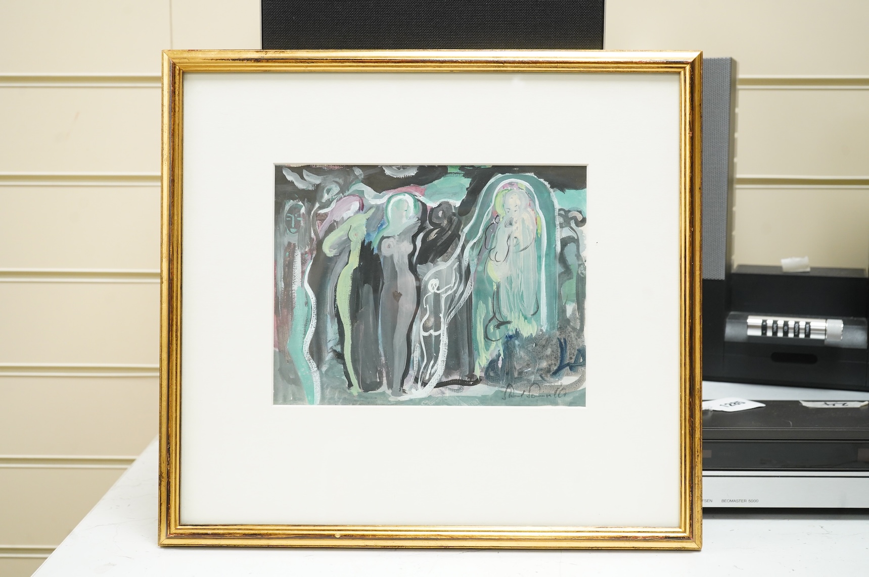 Stuart Scott Somerville (1925-2013), ‘The Three Graces’, signed, gouache, 17 x 22cm